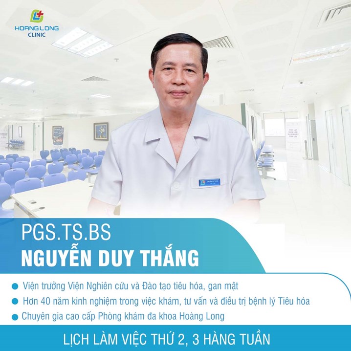 Lịch làm việc của PGS.TS.BS Nguyễn Duy Thắng tại phòng khám đa khoa Hoàng Long